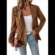 thumbnail image 3 of Chaqueta Blazer Informal de para Mujer, Elegante Chaqueta de Traje de un Solo Pecho con Solapa con Muescas, Blusas Café Marrón S, 3 of 10