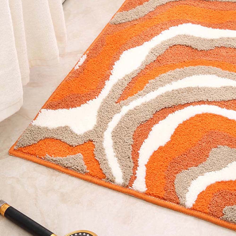Orange Microfiber Bathroom Rugs 16 x 24inch Soft Plush Absorbent Non-Slip Backing Fluffy Bath Mats Machine Washable