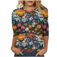 thumbnail image 3 of TaTaai Women Casual Fashion Easter Print Top Crew Neck 3/4 Sleeve Pullover Tee Ladies Spring Holiday Outdoor Wear Soft Comfortable Non-See-Through No Fading Stylish Top Gift, 3 of 5
