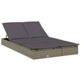 thumbnail image 3 of vidaXL 2-Person Sunbed with Foldable Roof Grey 213x118x97 cm Poly Rattan, 3 of 5