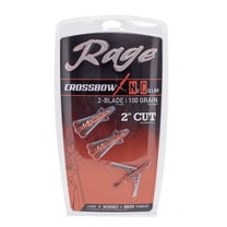 Rage Crossbow X NC Broadhead, 2-Blade, 3 Pack, .035" Stainless Steel Blades