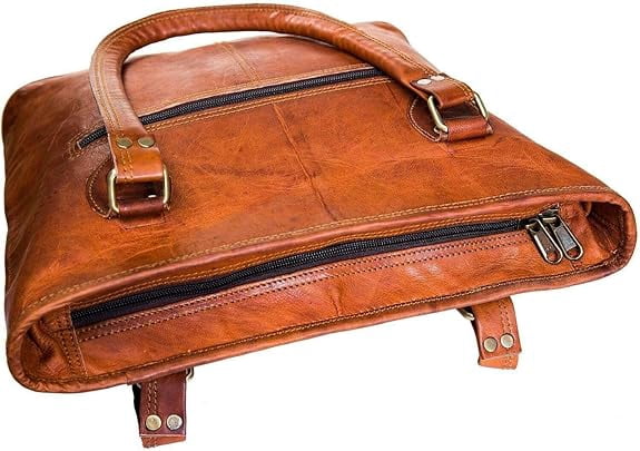 Parrys Leather World Women's Leather Tote Shoulder Handbag Briefcase, 1-Piece, Brown