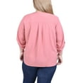 thumbnail image 3 of NY Collection Plus Size 3/4 Tabbed Sleeve Y Neck Blouse, 3 of 4
