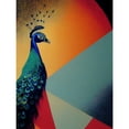 thumbnail image 1 of Modern Peacock Portrait in Colourful Abstract Vibrant Orange Large Wall Art Poster Print Thick Paper 18X24 Inch, 1 of 5