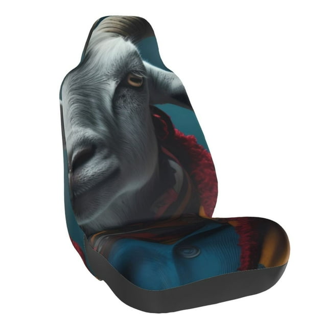Wukai Surrealist Goat Full Set Car Seat Covers with Soft Padding Universal Auto Front Seats Protector and Cushion Mat