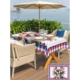thumbnail image 5 of Outdoor Tablecloth with Umbrella Hole for Patio/Picnic/Party/Camping, USA 4th of July Waterproof Table Cloth Rectangle Table Cover Washable, Red Blue Plaid Floral Patriotic (54"x 80"), 5 of 8