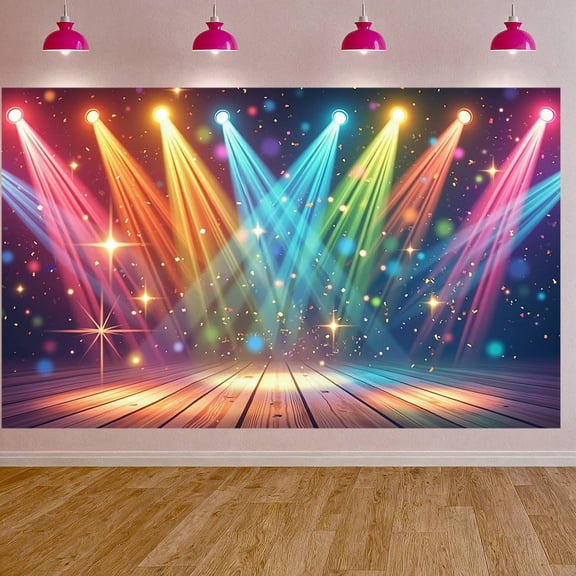 Colorful Lights Stage Lighting Banner Starry Design Concert Display Multicolor Beams Sparkling Effect Party Backdrop for Stage Performance Concert Event Music Festival