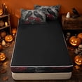 thumbnail image 4 of Erosebridal Happy Halloween Crow Zipper Twin Comforter Sets with Fitted Sheet and 2 Pillowcases, Dark Red Rose Zipper Bedding Set for Boys Girls, Black Burgundy Gray, Black Reversible, 4 of 7