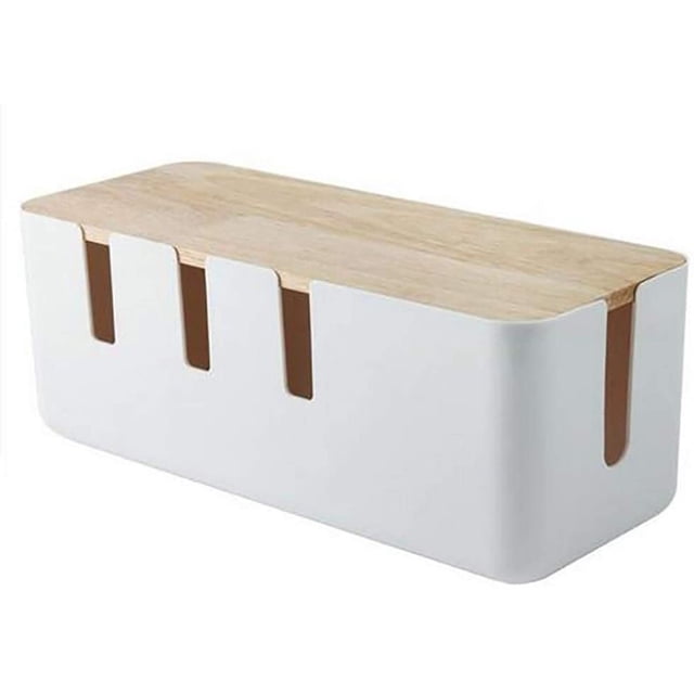 Caja de cables, caja de gestión de cables Almacenamiento de cables Caja organizadora de cables Escritorio Toma de TV Computadora USB para cubrir y ocultar para la oficina en casa, blanco Xemadio LKX-1529