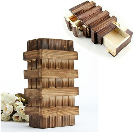 Magic Puzzle Box Meigar Magic Wooden Box with Extra Secure Secret Drawer, Trick Puzzle Games Brain Teaser Box,Brown ()