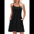 thumbnail image 2 of Vestidos de Verano para Mujer, con Tirantes Finos Ajustables, para Vacaciones en la Playa, Informales, Bonitos, con Bolsillos Negro XXL, 2 of 9