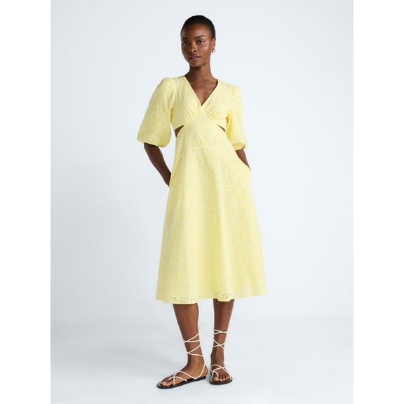 Scoop Women's Eyelet Cutout Cotton Midi Dress, Sizes 0-18