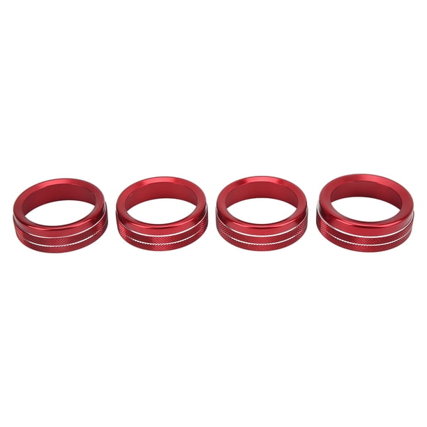 4 piezas Anillo de interruptor de CA Aleación de aluminio Elegante Cubierta de botón de consola central a prueba de óxido Reemplazo para Tacoma 2016-2022 Rojo