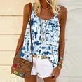 thumbnail image 2 of Usmixi Womens Tank Tops Fashion Loose Pleated Swing Strap Vest Going out Camisole Shirts Summer Trendy Tie-Dye Print Crewneck Sleeveless Shirts Blouse Light Blue l, 2 of 5