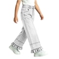 thumbnail image 3 of Lmnyox Wide Leg Jeans for Girls Baggy Cute Elastic Waist Denim Pants Teen Fashion Ruffle Jeans with Pockets, 3 of 9