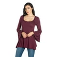thumbnail image 2 of 24/7 Comfort Apparel Women's Long Bell Sleeve Flared Tunic Top, 2 of 4