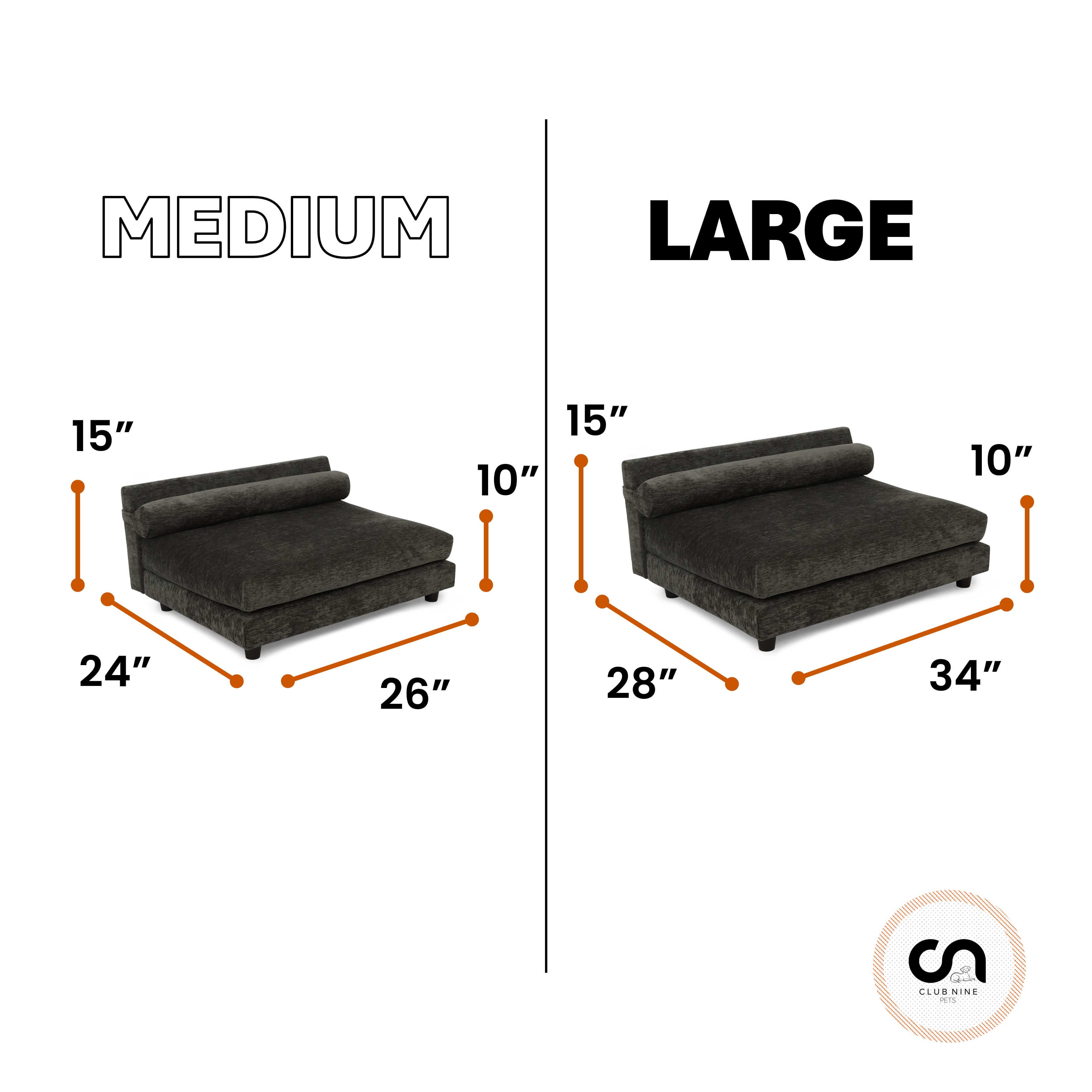Club Nine Pets Roma Orthopedic Dog Bed, Elevated, Medium, Charcoal.