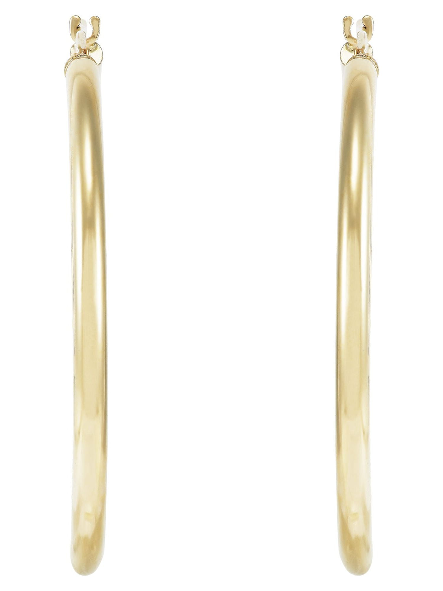 Brilliance Fine Jewelry 10K Yellow Gold 2.3MM X 37MM Hollow Round Hoop Earrings