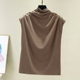 thumbnail image 2 of 2025 Femmes Col Roulé Sans Manches Coton Jaune Hauts pour Femmes Tunique Décontractée Ample 3TG Haut Tee Shirt, 2 of 7