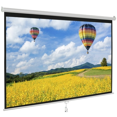 SSyao 100" Manual Pull Down Projector Screen 16:10 HD 4K with Hanging Hook, White