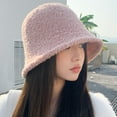thumbnail image 3 of SikaFu Advanced Sensory Lamb Bucket Hat Female Autumn And Winter Plain Face Covered Face Warm Basin Hood Temperament Hats Spot Spot, 3 of 9