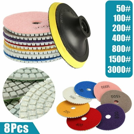 

8Pcs 4 Inch Kit Marble Concrete Granite Wet Dry Diamond Polishing Pads