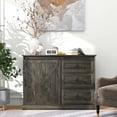 thumbnail image 2 of Homiyad Farmhouse Kitchen Sideboard, Buffet Cabinet with Sliding Barn Door and 3 Storage Drawers for Living Room, Dark Gray, 2 of 8