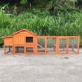 thumbnail image 2 of Pefilos 111.5" Outdoor Chicken Coop Poultry Cage, Large 2-Story Wood Rabbit Hutch for Backyard, Hen House with Nesting Box, Waterproof UV Panel, Orange, 2 of 7