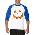 thumbnail image 1 of Artix - Mens Raglan Sleeve Baseball T-Shirts - Halloween Costume Pumpkin Face, 1 of 5
