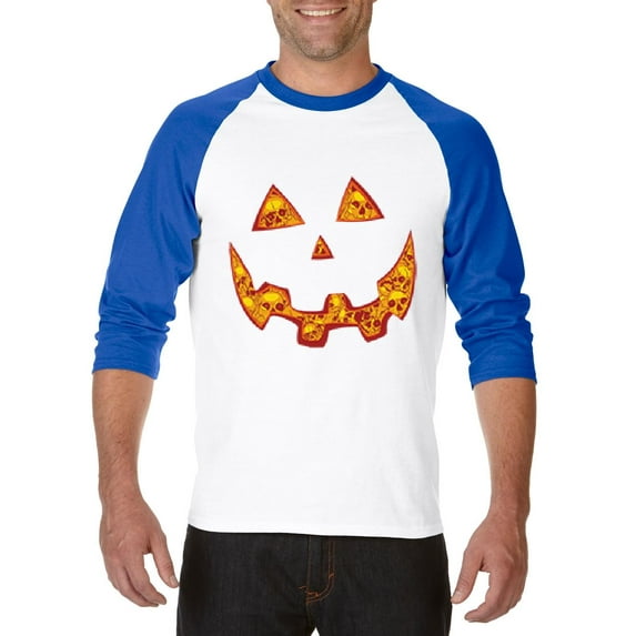 Artix - Mens Raglan Sleeve Baseball T-Shirts - Halloween Costume Pumpkin Face