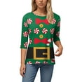 thumbnail image 4 of UngA Womens Tops 3/4 Sleeve Christmas Shirt for Women Merry Lights Tree Graphic Festival Shirt Vacation Trendy Tops Christmas Tshirts Women,Size XXL, 4 of 6