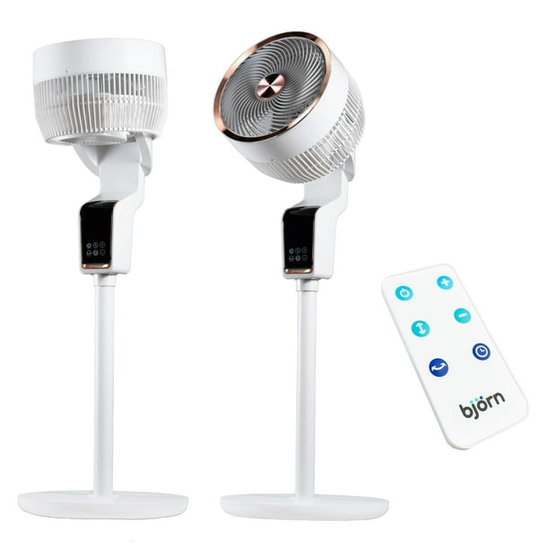 Ventilador de Pedestal Silencioso 360 Grados I Marca björn I Control Remoto I Pantalla Táctil I 3 Velocidades I Aspas Bioinspirados