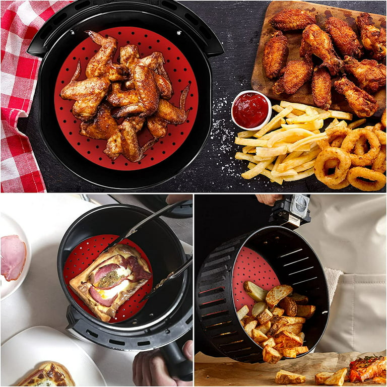 FROVEN Silicone Air Fryer Liners 7.8 inch, for 3-6QT, 2-Pcs Round Airfryer Accessories, Compatible with Ninja, Cosori, Fabuletta, Chefman, Instant