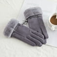 thumbnail image 1 of Guantes cálidos N915 de gamuza de invierno para mujer, de doble capa y con acolchado de terciopelo, para montar con pantalla táctil, 1 of 6
