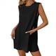 thumbnail image 2 of Conjunto de Dos Piezas de Suéter y Pantalones Cortos A Juego para Mujer, Ropa de Verano para Viajes y Vacaciones, Sin Mangas, de Punto. Negro M, 2 of 8