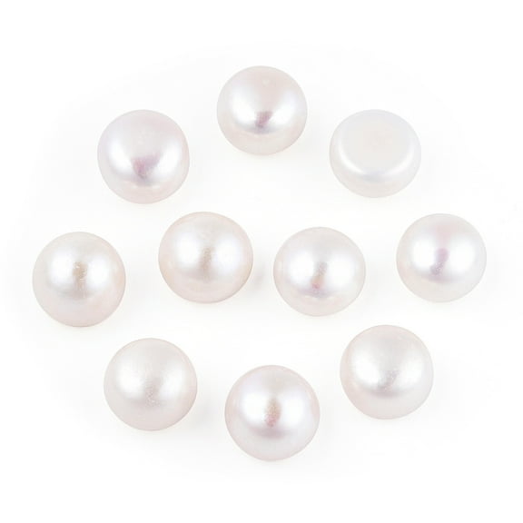 Natural Cultured Freshwater Pearl Beads Cultured Freshwater Pearl No Hole/Undrilled Round Creamy White 10~11.5x6~9.5mm Pearl
