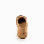 Minnetonka Women's Kilty Suede Hardsole Moccasin, Taupe, 7 M US