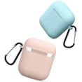 thumbnail image 2 of Compatible AirPods Case Cover Silicone Protective Skin for Apple Airpod Case 2&1 (2 Pack) (Pink-Turquoise), 2 of 7