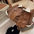 thumbnail image 4 of LYMAYTER Kids Girls Short Leather Jacket Toddler Motorcycle PU Leather Coats Baby Spring Fall Long Sleeve Outerwear for 2-12 T, 4 of 9