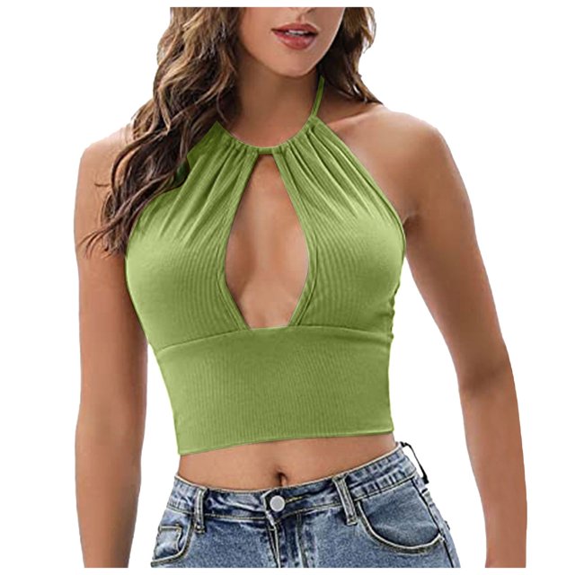 adviicd Vêtements Mode Débardeur Basique à Double Doublure pour Femme Bretelles Spaghetti Ajustables Camisole Sans Manches Chemises (Vert Clair,m)