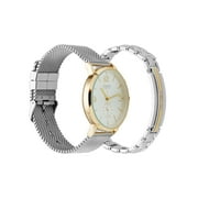 Jones New York Mens Analog Silver Tone Metal Watch and Bracelet Set 42mm
