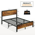 thumbnail image 2 of Metal Platform Bed Frame with Wood Headboard and Footboard Heavy Duty Mattress Base Foundation with Metal Slat Support Noise-Free Full Bed, No Box Spring Needed, Rustic Brown, 2 of 7