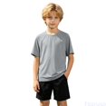 thumbnail image 2 of Fozruso Boys Ice Silk Short Sleeve T Shirts Mesh Breathable Summer Athletic Tops for Kids Casual Wear, 2 of 7