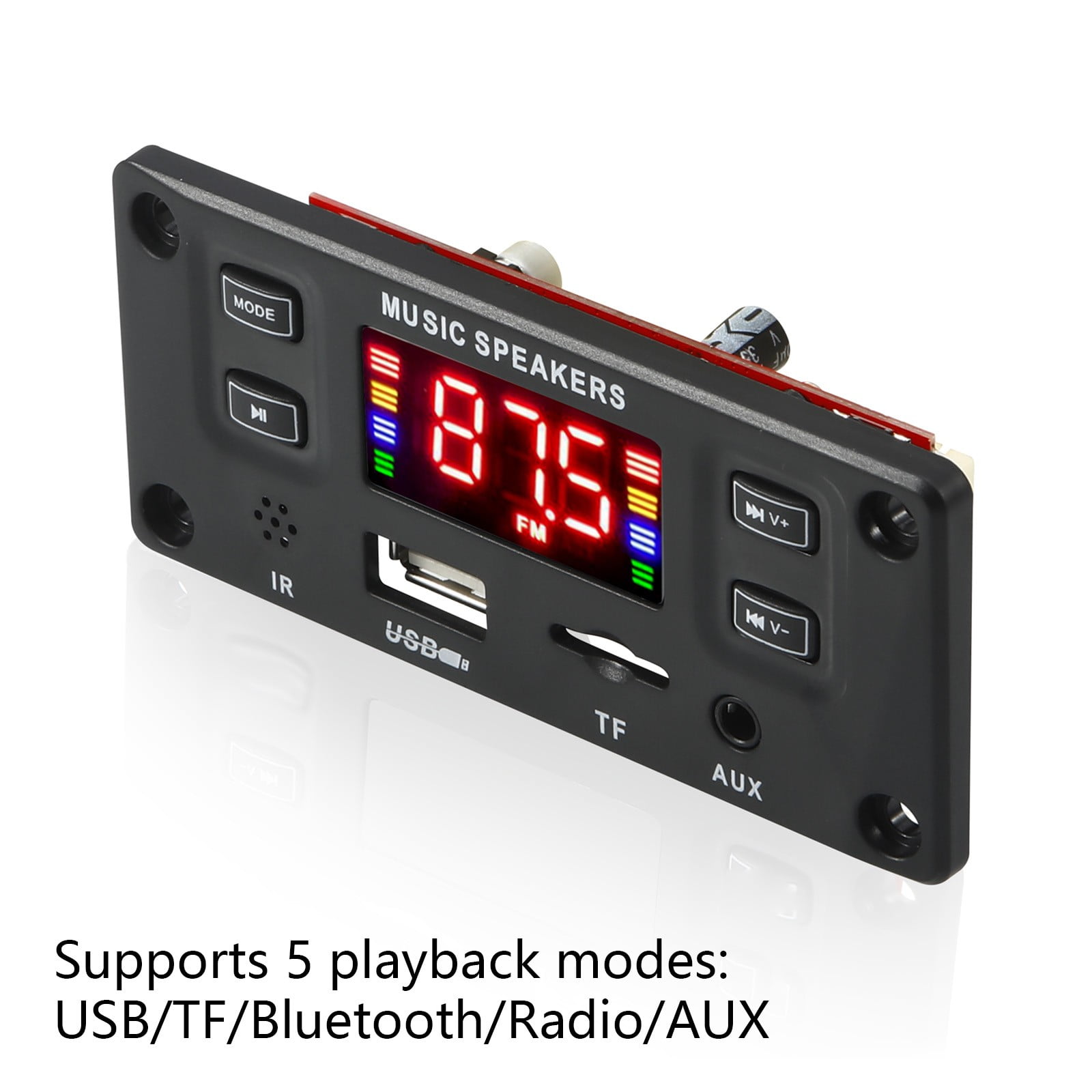 WNFJR 60W Bluetooth Car MP3 Player with Hands-Free Calling, FM Radio, USB/Memory Card Reader, AUX Input, EQ & Remote Control - Black, Compatible for 12V Vehicles (Not 24V)