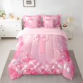thumbnail image 2 of Feelyou Bowknot Initial T Twin Bedding Sets 7pcs, Glitter Diamond Stars Comforter Set, 2 of 8