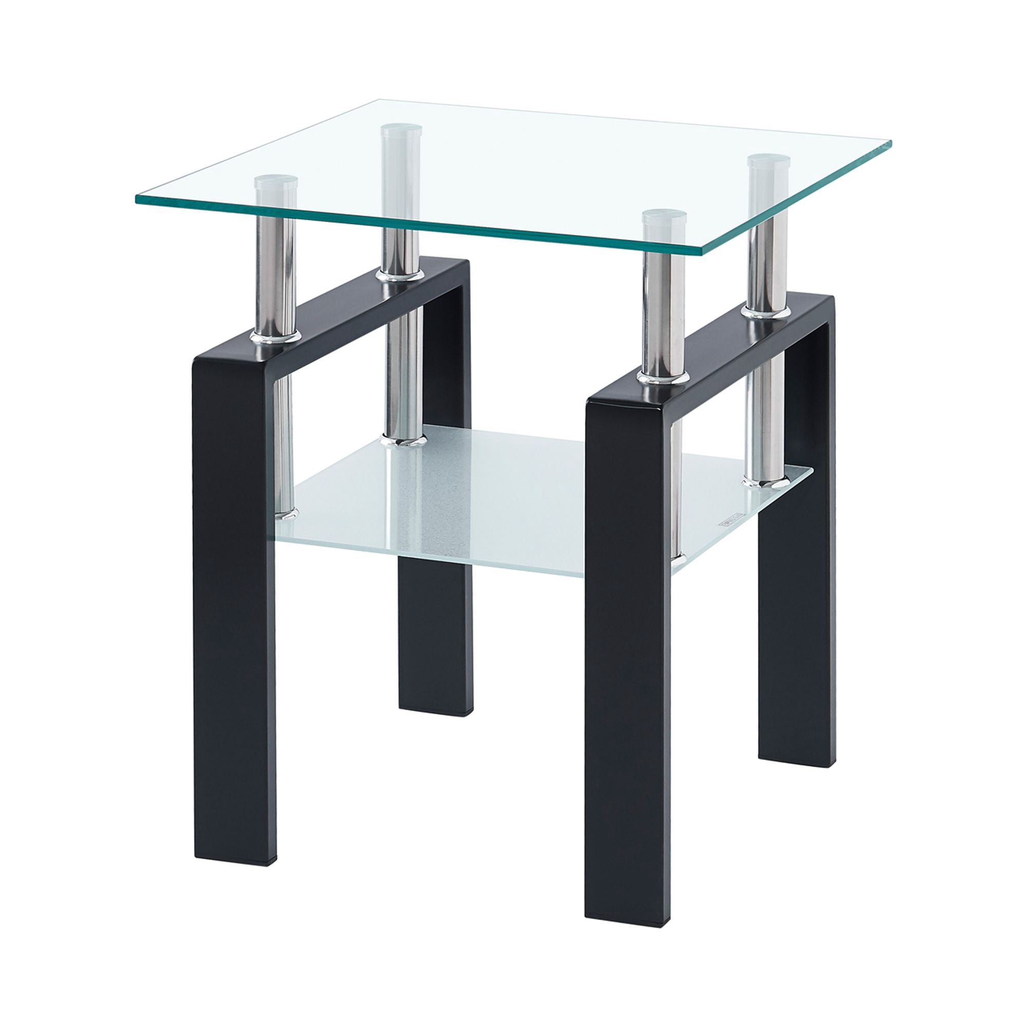MAYEERTY 2-Piece Clear Tempered Glass Small Table, End Table for Living Room, Sofa Table