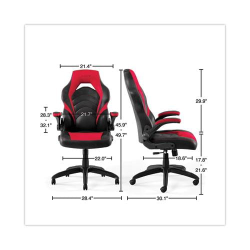 Emerge Vortex Bonded Leather Gaming Chair, Black & Red, Adjustable