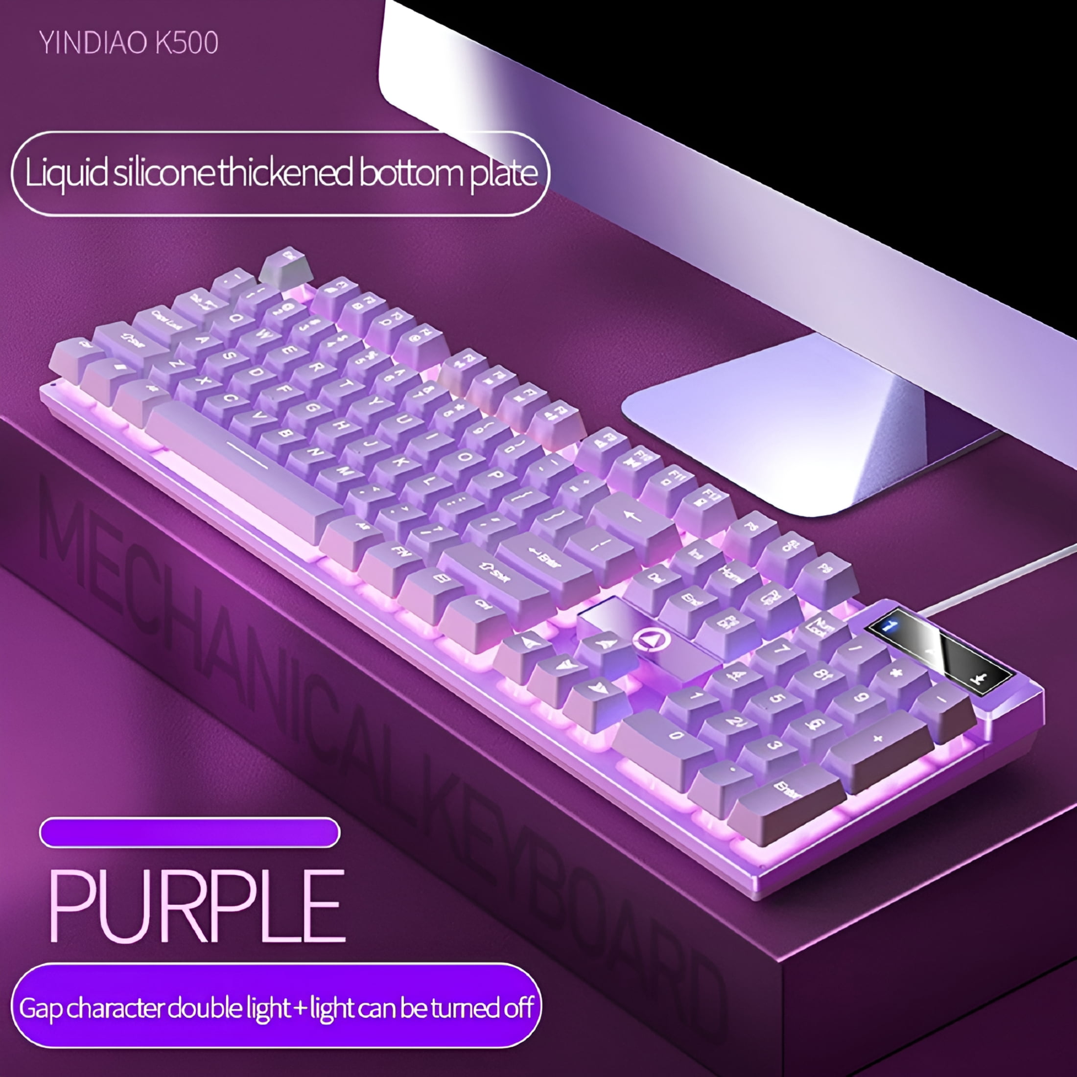 GJX 2026 New Gaming Keyboard Usb Wired Floating Keyboard Ergonomic Water Mechanical Feeling Keyboard Ultra-Slim Led Backlit Keyboard for Desktop Computer for Gaming,Office,Home,Pc,Pink