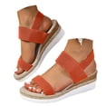 thumbnail image 4 of Rotm Block Heels for Women Womens Flat Sandals Arch Support Open Toe Walking Comfy Casual Low Wedge Summer Shoes Orange,6.5, 4 of 6