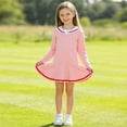 thumbnail image 6 of SGFCWSX Girls Long Sleeve Sailor Collar Dress, Casual Ruffled Hem Dress Pink Size 7-8 Years, 6 of 10